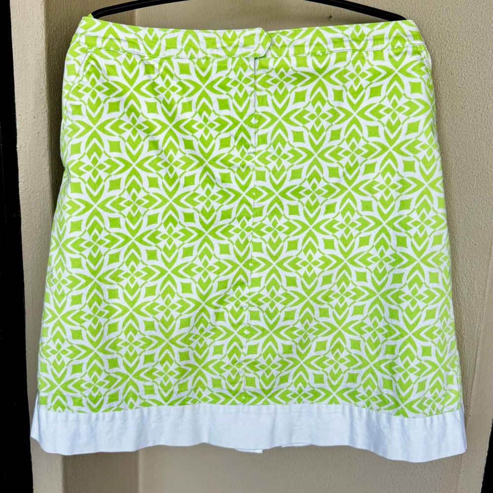 Izod Activewear Lime Green/White Damask Pattern Skort Golf Pockets Back Slit 8